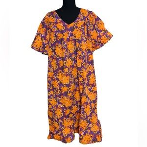 Casual Womens Muumuu Purple Orange floral flowy sleepwear dress